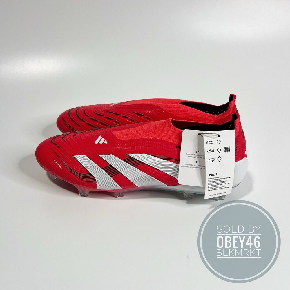 Adidas Predator Elite Laceless FG Soccer Cleats Lucid Red White ID3877 Size 10.5